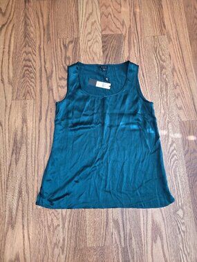 TALBOTS 100% Silk Top Sleeveless Emerald Green Size 4